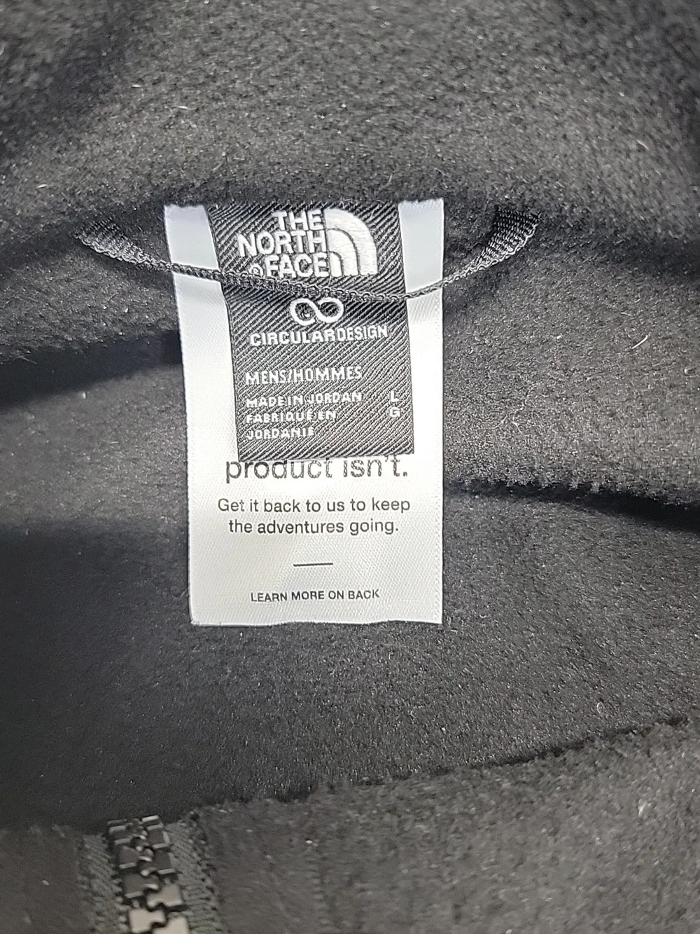 The North Face Black Full-Zip Fleece Jacket with White Logo Mens LARGE